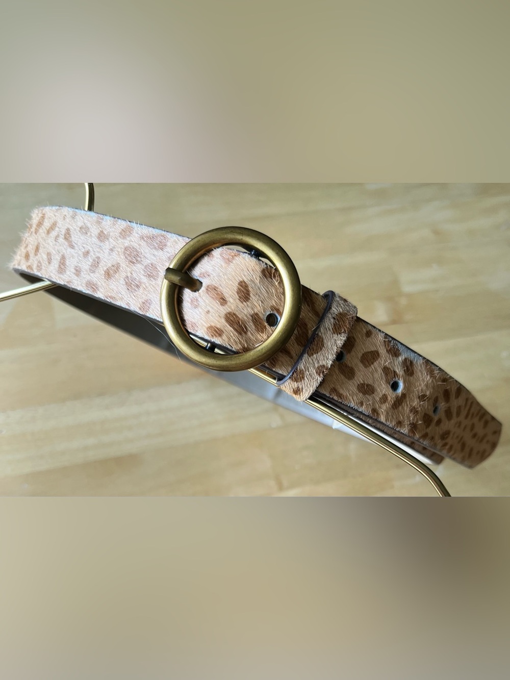 Urban Outfitters Tan Brown Animal Print Haircalf Belt Size Small